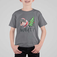 Funny Christmas Moo Deng T Shirt For Kid What Baby Hippo Pushing Christmas Tree - Wonder Print Shop