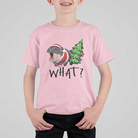 Funny Christmas Moo Deng T Shirt For Kid What Baby Hippo Pushing Christmas Tree - Wonder Print Shop