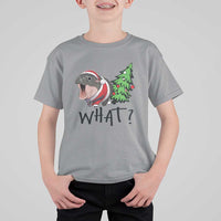 Funny Christmas Moo Deng T Shirt For Kid What Baby Hippo Pushing Christmas Tree - Wonder Print Shop