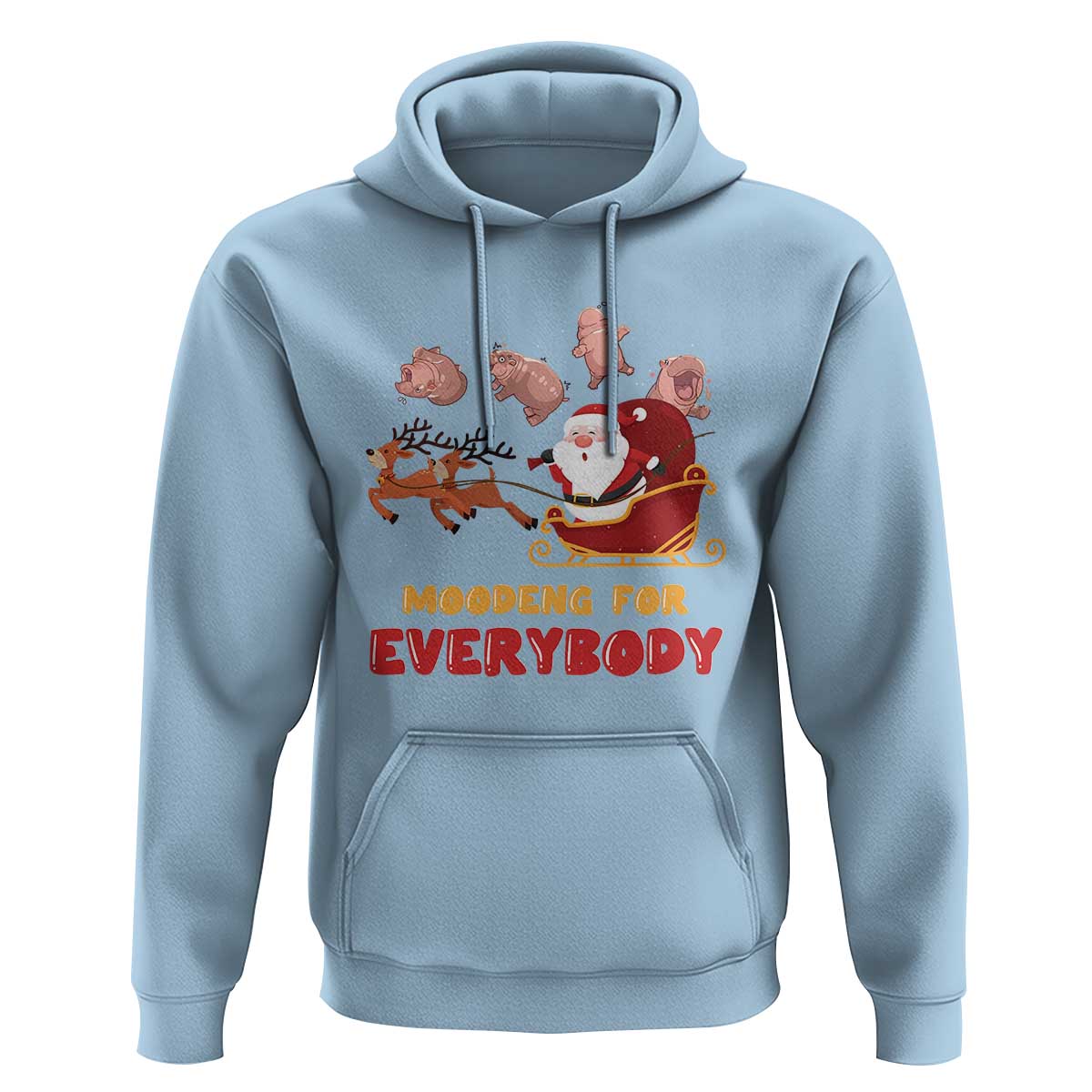 Funny Christmas Moo Deng For Everyone Hoodie Cute Baby Hippo Santa Reindeer