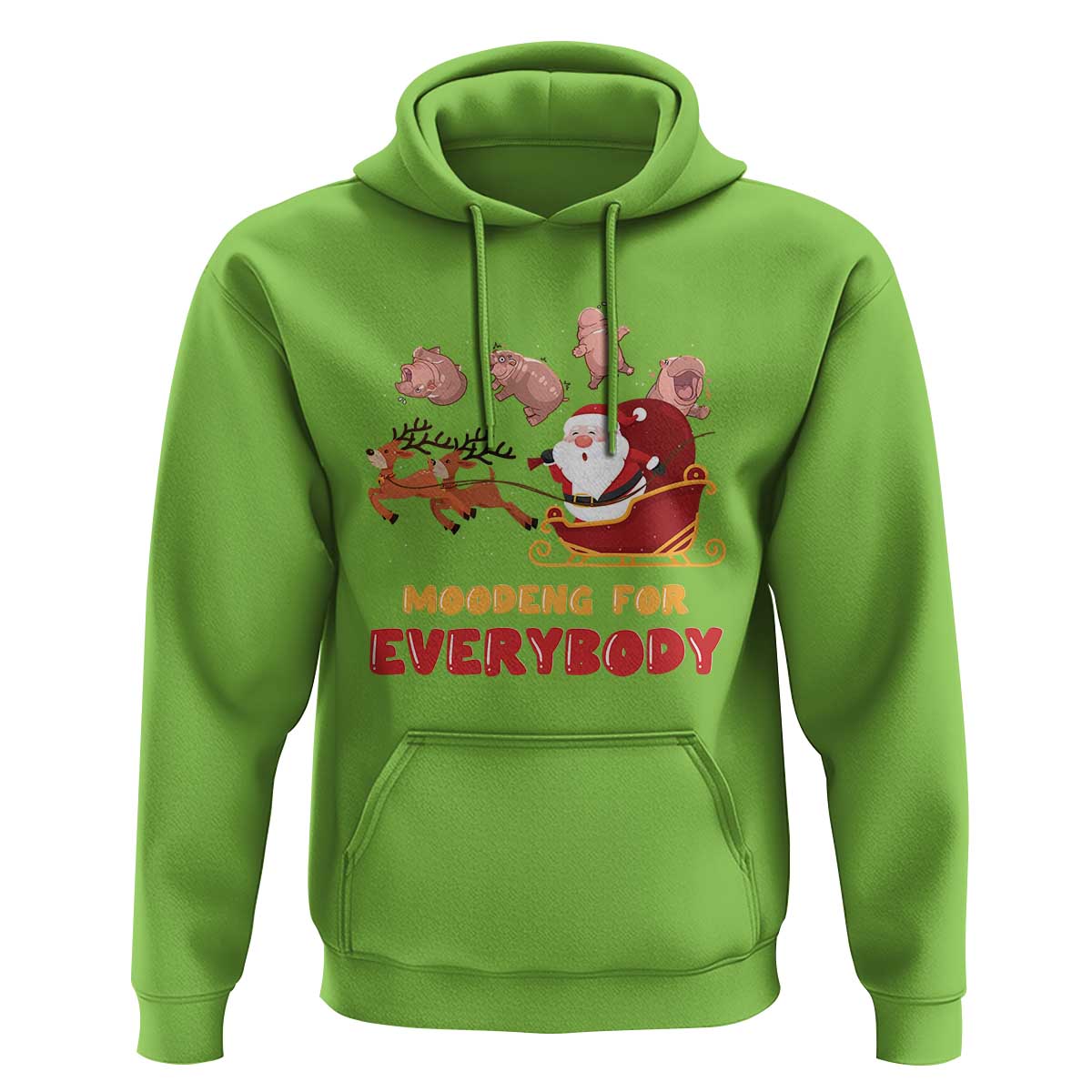 Funny Christmas Moo Deng For Everyone Hoodie Cute Baby Hippo Santa Reindeer