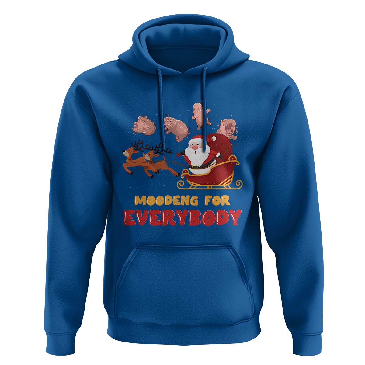 Funny Christmas Moo Deng For Everyone Hoodie Cute Baby Hippo Santa Reindeer