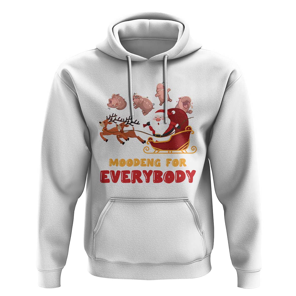 Funny Christmas Moo Deng For Everyone Hoodie Cute Baby Hippo Santa Reindeer