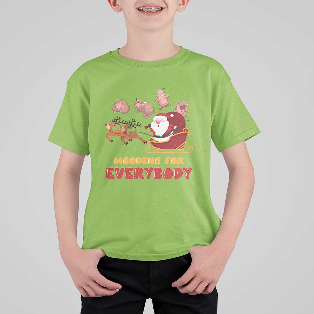 Funny Christmas Moo Deng For Everyone T Shirt For Kid Cute Baby Hippo Santa Reindeer - Wonder Print Shop