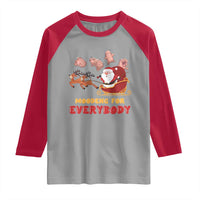 Funny Christmas Moo Deng For Everyone Raglan Shirt Cute Baby Hippo Santa Reindeer
