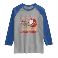 Funny Christmas Moo Deng For Everyone Raglan Shirt Cute Baby Hippo Santa Reindeer