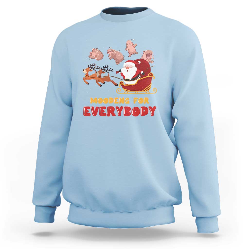 Funny Christmas Moo Deng For Everyone Sweatshirt Cute Baby Hippo Santa Reindeer - Wonder Print Shop
