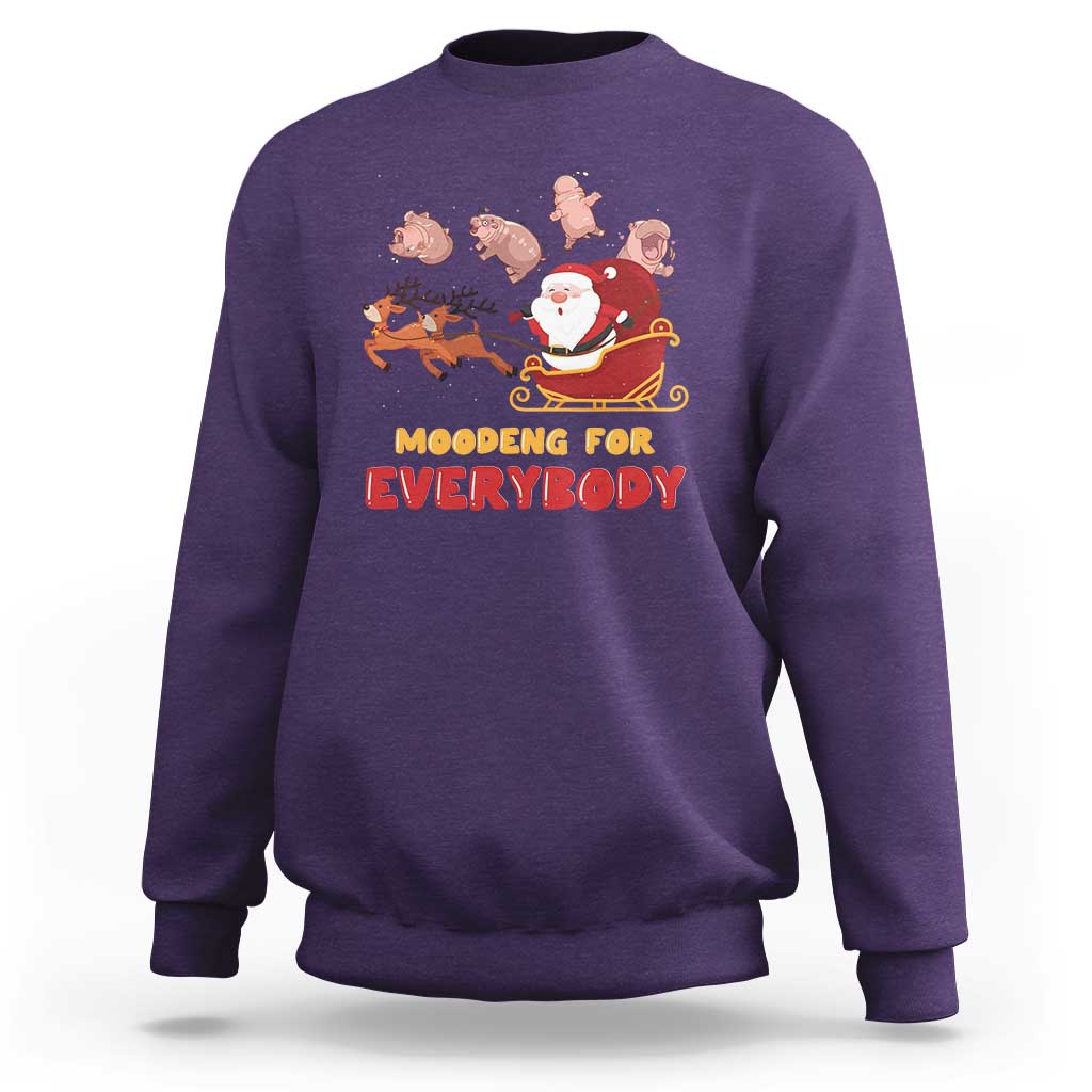 Funny Christmas Moo Deng For Everyone Sweatshirt Cute Baby Hippo Santa Reindeer - Wonder Print Shop