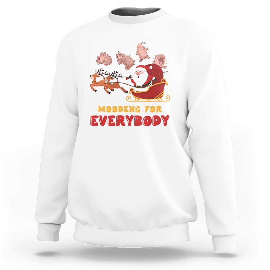Funny Christmas Moo Deng For Everyone Sweatshirt Cute Baby Hippo Santa Reindeer - Wonder Print Shop