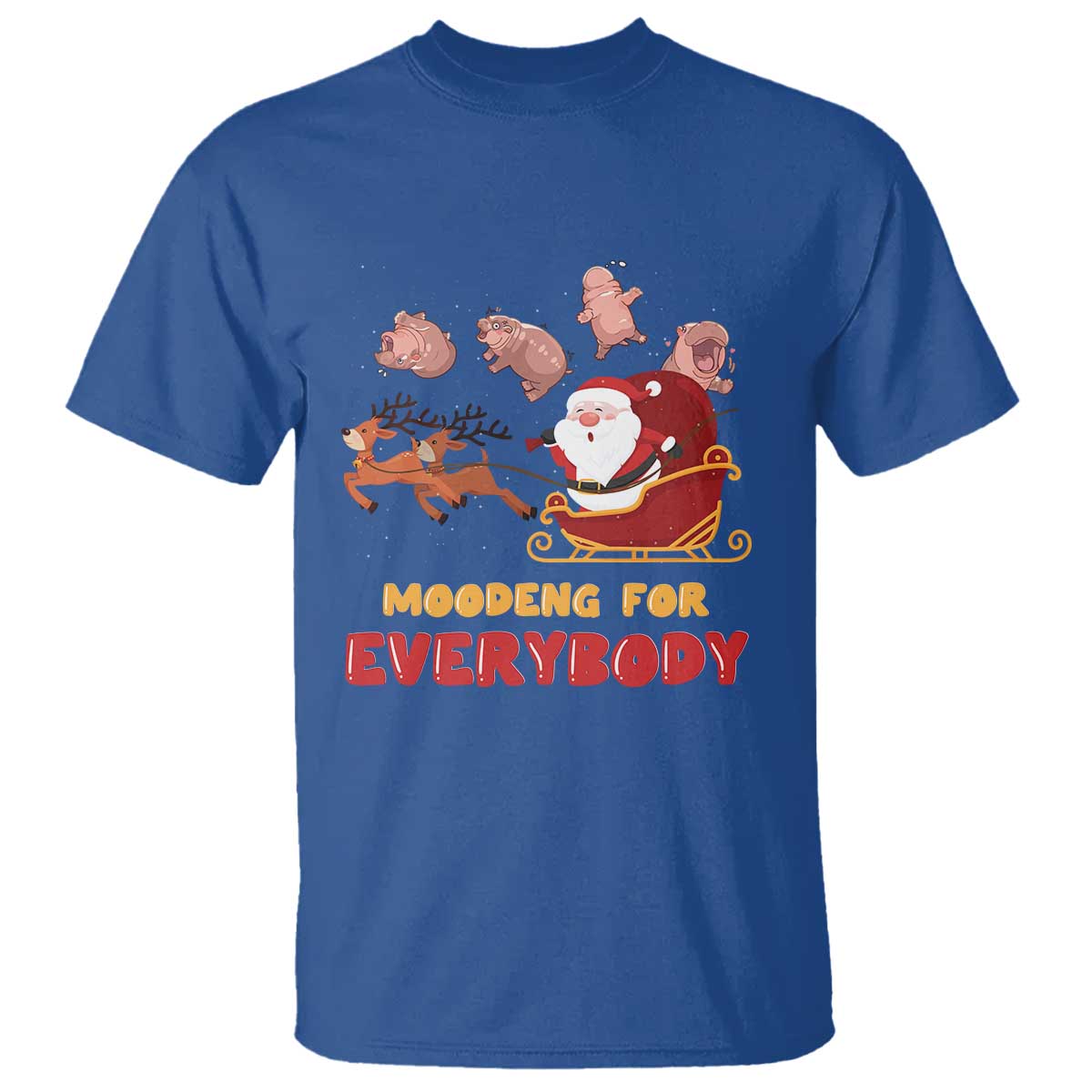 Funny Christmas Moo Deng For Everyone T Shirt Cute Baby Hippo Santa Reindeer - Wonder Print Shop