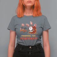 Funny Christmas Moo Deng For Everyone T Shirt For Women Cute Baby Hippo Santa Reindeer - Wonder Print Shop