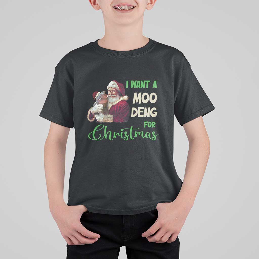 Funny I Want A Moo Deng For Christmas T Shirt For Kid - Wonder Print Shop