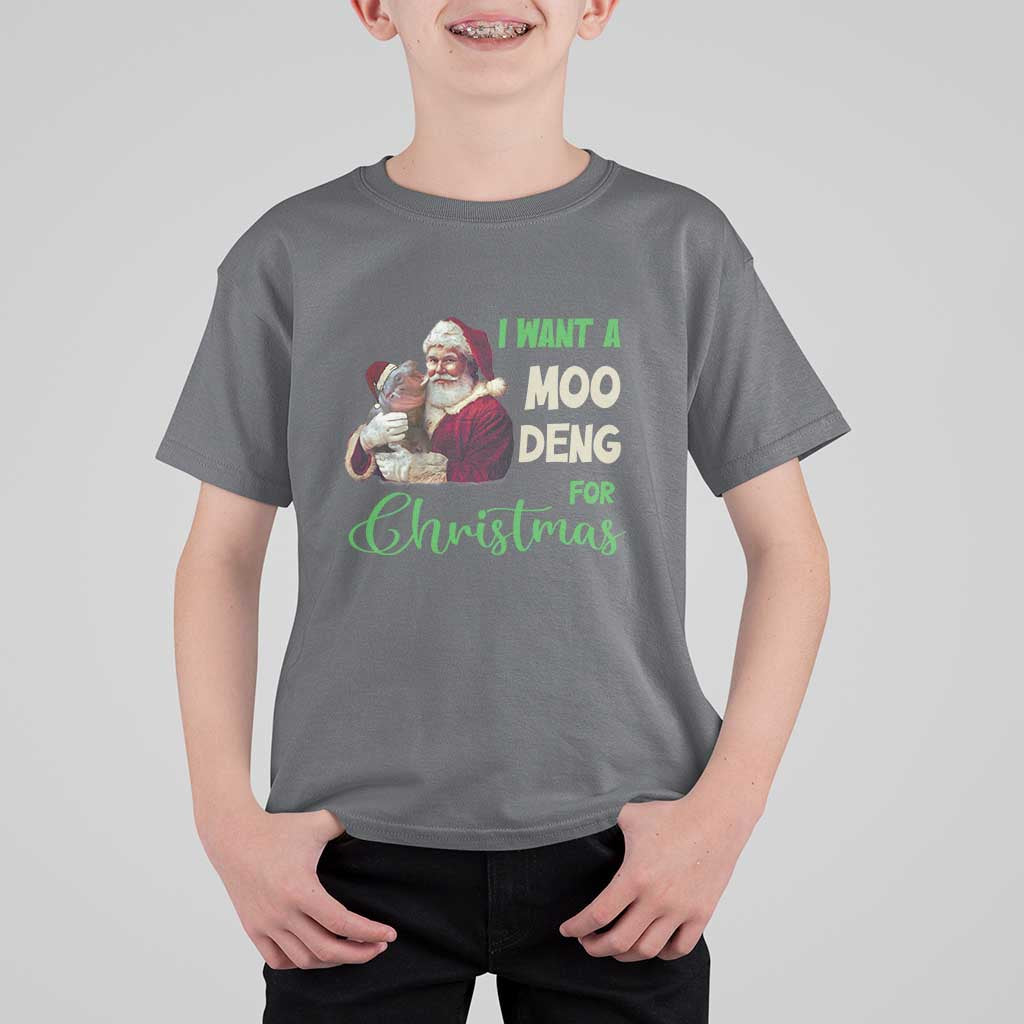 Funny I Want A Moo Deng For Christmas T Shirt For Kid - Wonder Print Shop