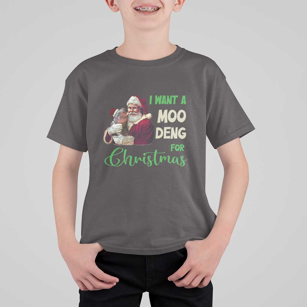 Funny I Want A Moo Deng For Christmas T Shirt For Kid - Wonder Print Shop