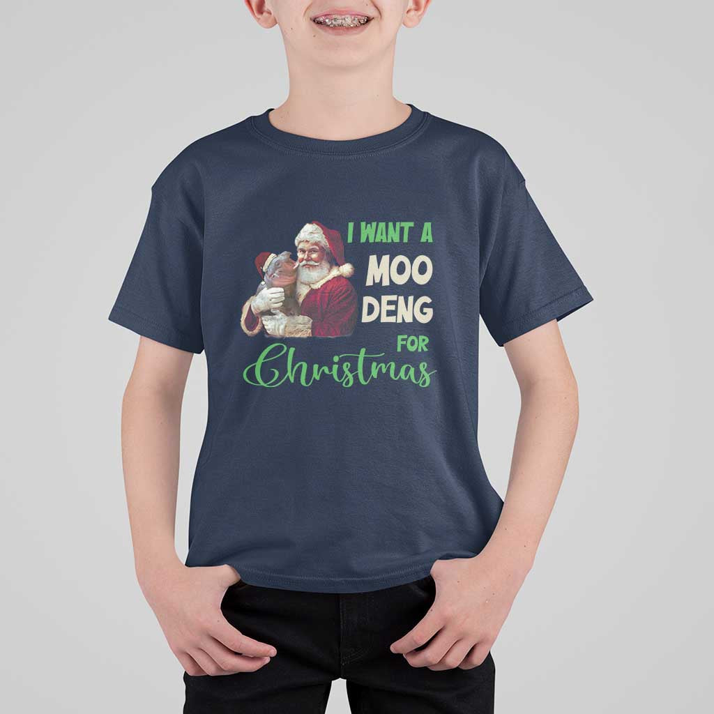 Funny I Want A Moo Deng For Christmas T Shirt For Kid - Wonder Print Shop
