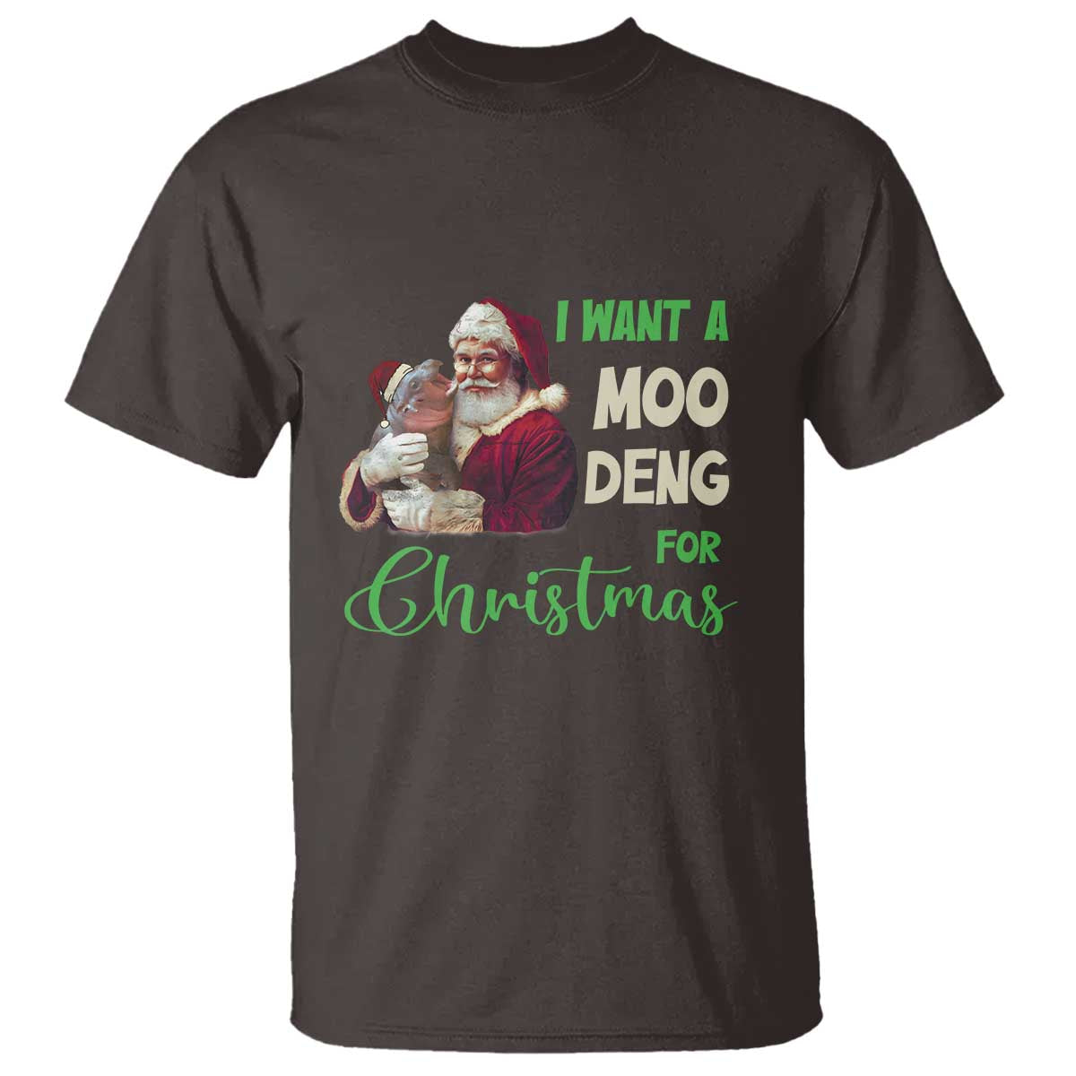 Funny I Want A Moo Deng For Christmas T Shirt - Wonder Print Shop
