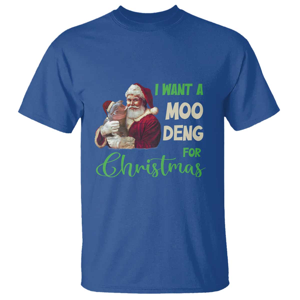 Funny I Want A Moo Deng For Christmas T Shirt - Wonder Print Shop