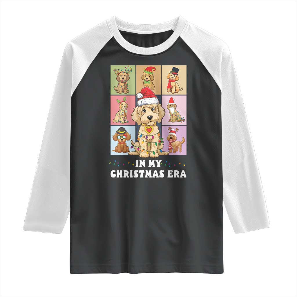 Funny Xmas Dog Raglan Shirt Santa Golden Doodle In My Christmas Era