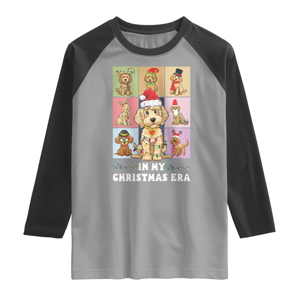 Funny Xmas Dog Raglan Shirt Santa Golden Doodle In My Christmas Era