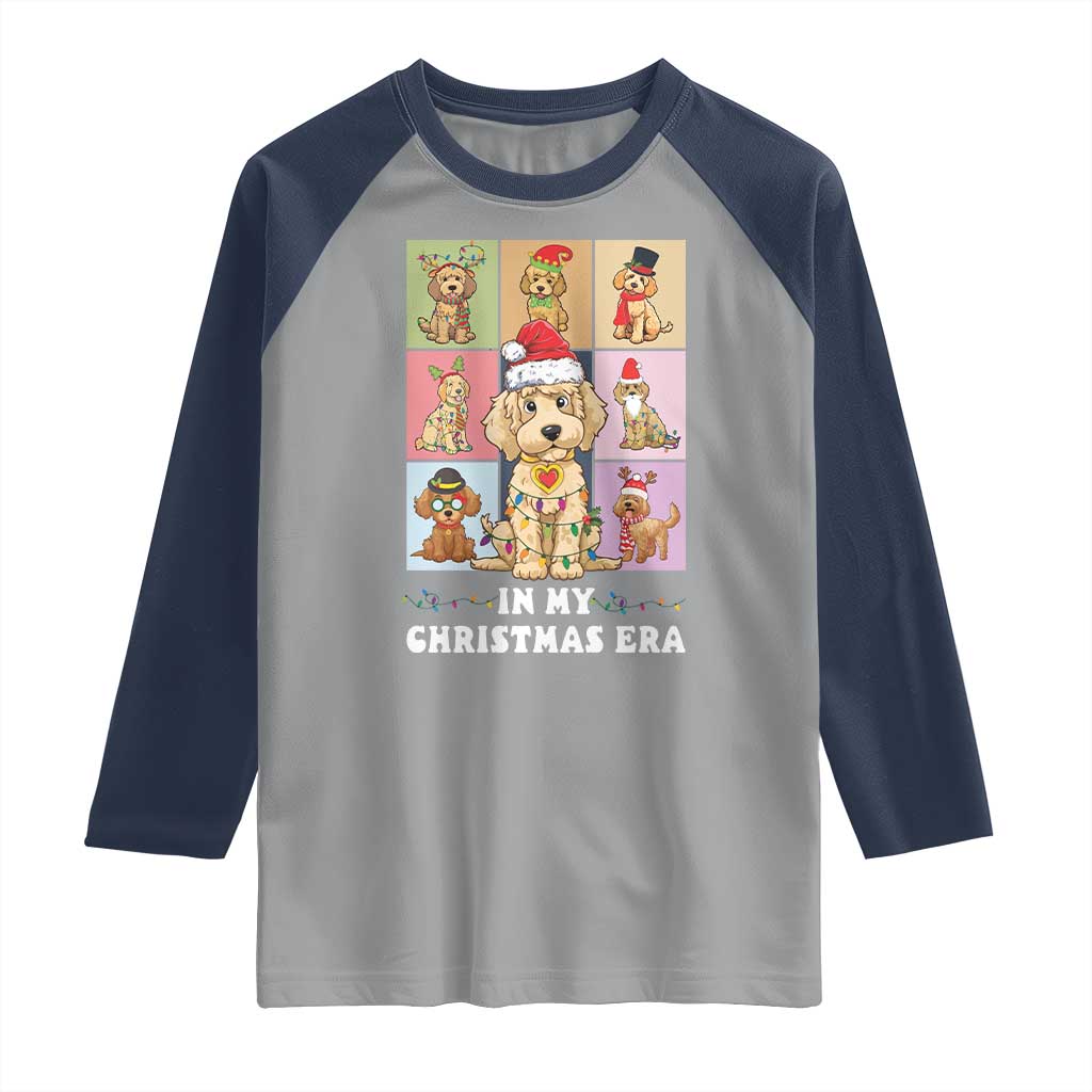 Funny Xmas Dog Raglan Shirt Santa Golden Doodle In My Christmas Era