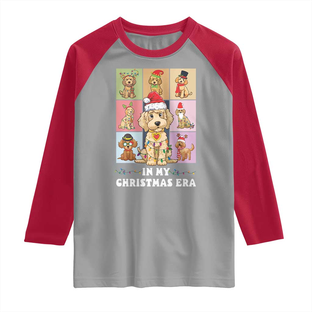 Funny Xmas Dog Raglan Shirt Santa Golden Doodle In My Christmas Era