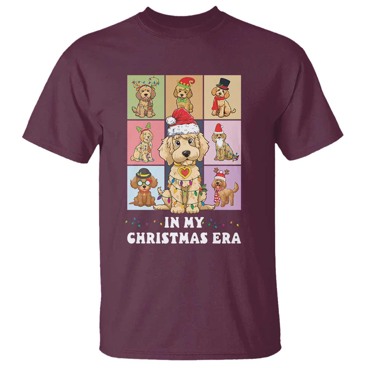 Funny Xmas Dog T Shirt Santa Golden Doodle In My Christmas Era - Wonder Print Shop