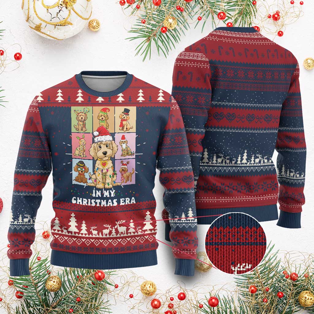 Funny Xmas Dog Ugly Christmas Sweater Santa Golden Doodle In My Christmas Era - Wonder Print Shop