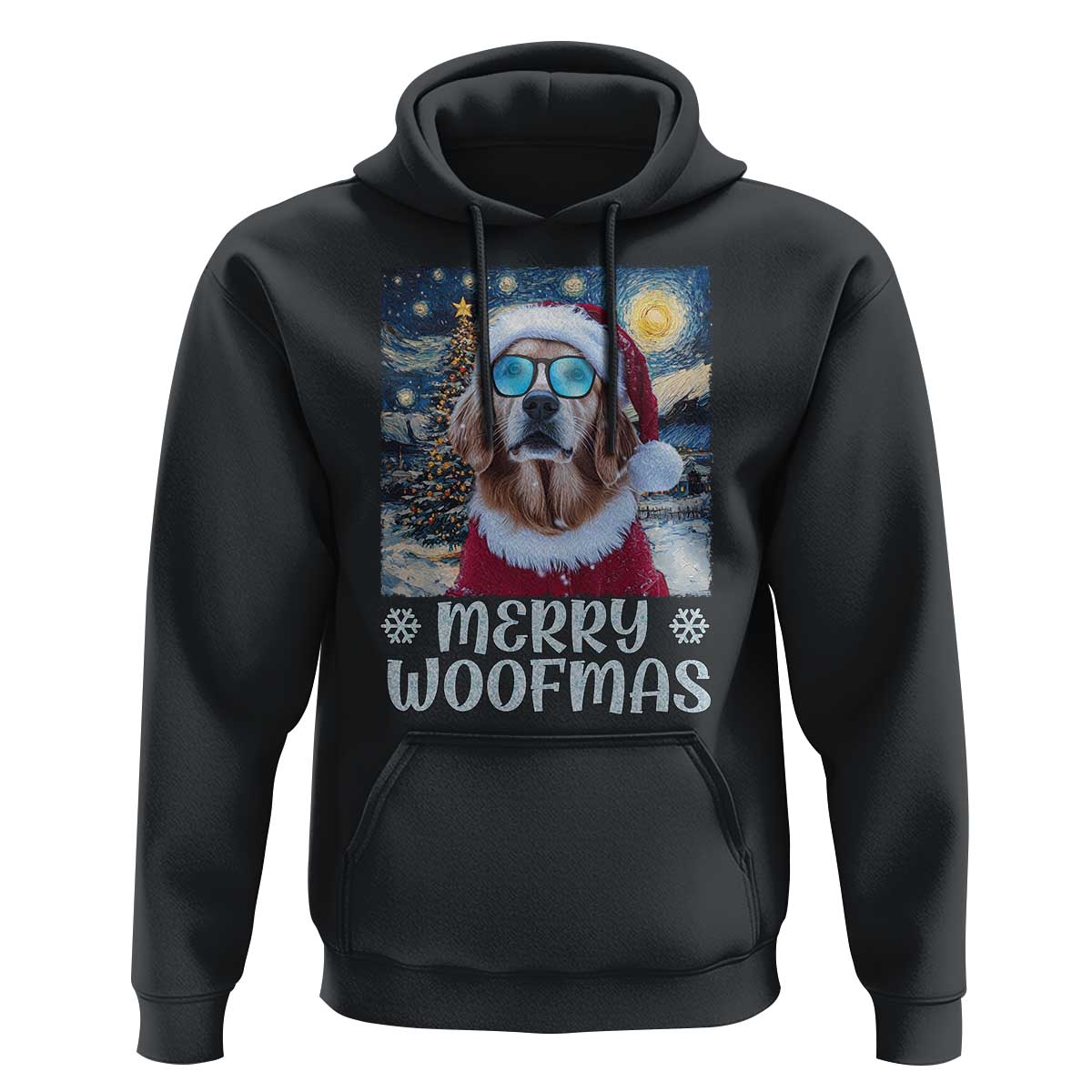Funny Xmas Golden Retriever Hoodie Merry Woofmas Christmas Starry Night Dog Lover