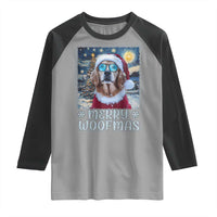 Funny Xmas Golden Retriever Raglan Shirt Merry Woofmas Christmas Starry Night Dog Lover