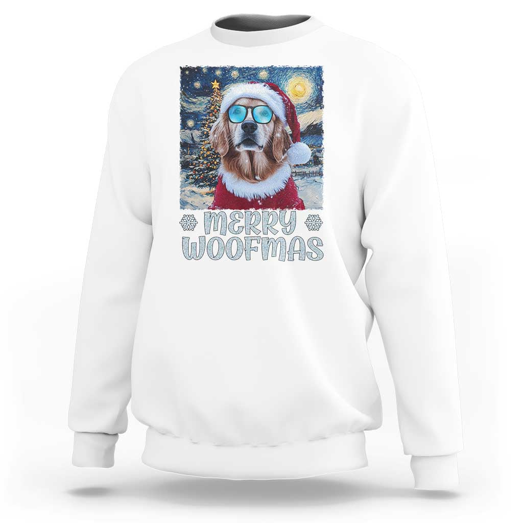 Funny Xmas Golden Retriever Sweatshirt Merry Woofmas Christmas Starry Night Dog Lover - Wonder Print Shop