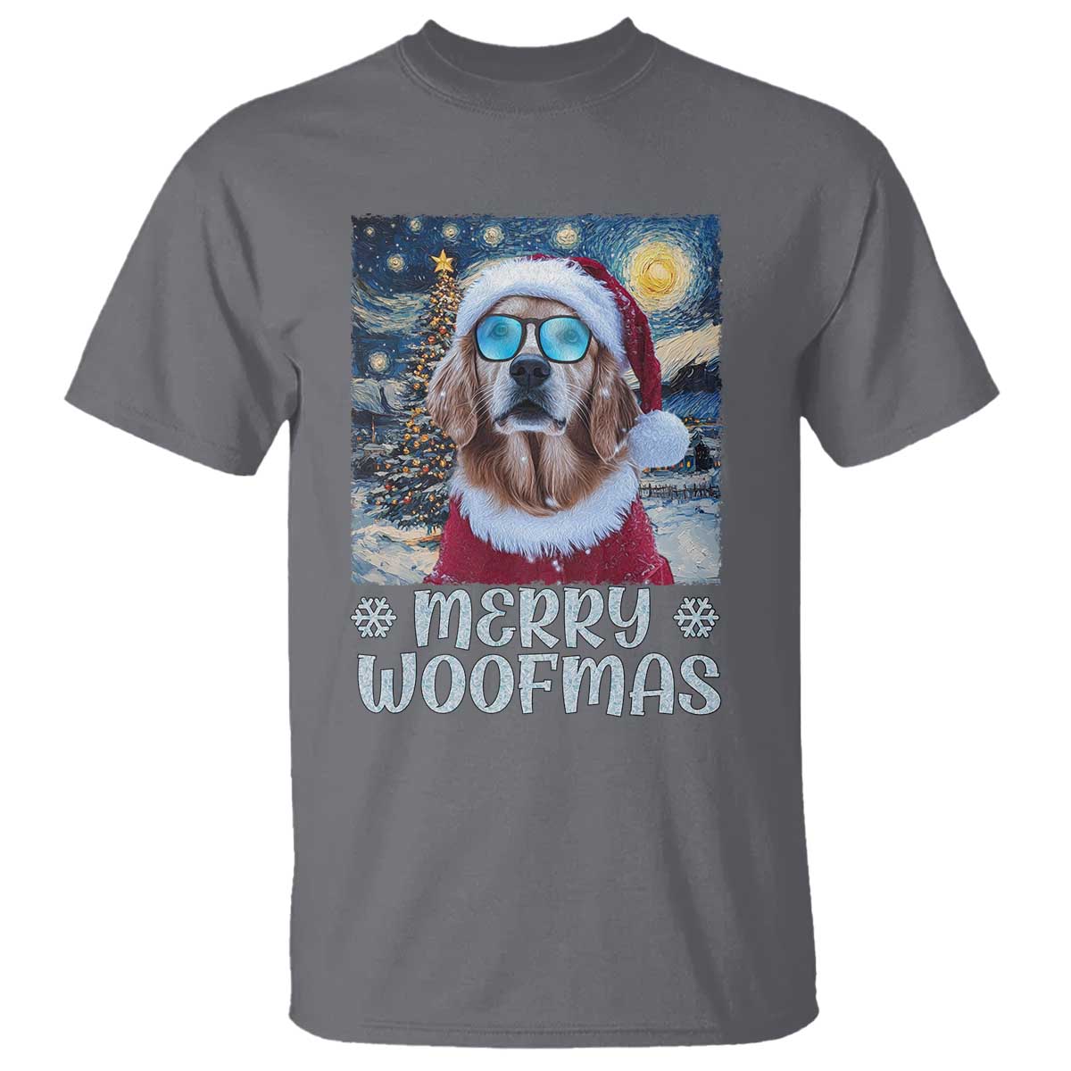 Funny Xmas Golden Retriever T Shirt Merry Woofmas Christmas Starry Night Dog Lover - Wonder Print Shop