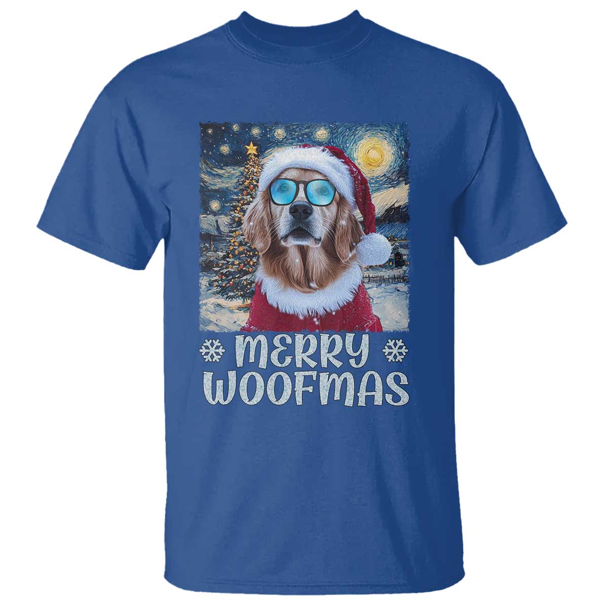 Funny Xmas Golden Retriever T Shirt Merry Woofmas Christmas Starry Night Dog Lover - Wonder Print Shop