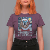 Funny Xmas Golden Retriever T Shirt For Women Merry Woofmas Christmas Starry Night Dog Lover - Wonder Print Shop