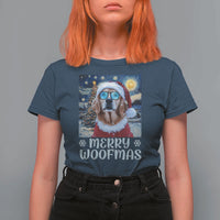 Funny Xmas Golden Retriever T Shirt For Women Merry Woofmas Christmas Starry Night Dog Lover - Wonder Print Shop