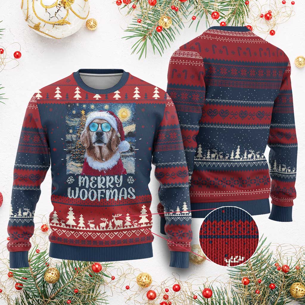 Funny Xmas Golden Retriever Ugly Christmas Sweater Merry Woofmas Christmas Starry Night Dog Lover - Wonder Print Shop