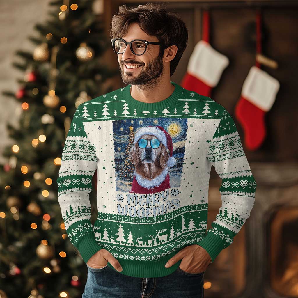 Funny Xmas Golden Retriever Ugly Christmas Sweater Merry Woofmas Christmas Starry Night Dog Lover - Wonder Print Shop