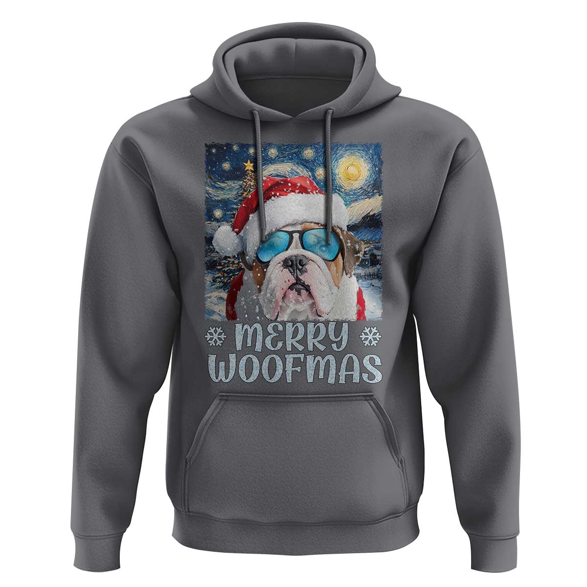 Funny Xmas Bulldog Hoodie Merry Woofmas Christmas Starry Night Dog Lover