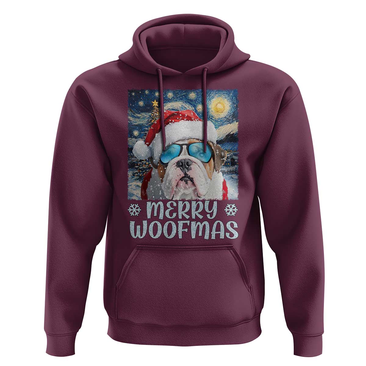 Funny Xmas Bulldog Hoodie Merry Woofmas Christmas Starry Night Dog Lover