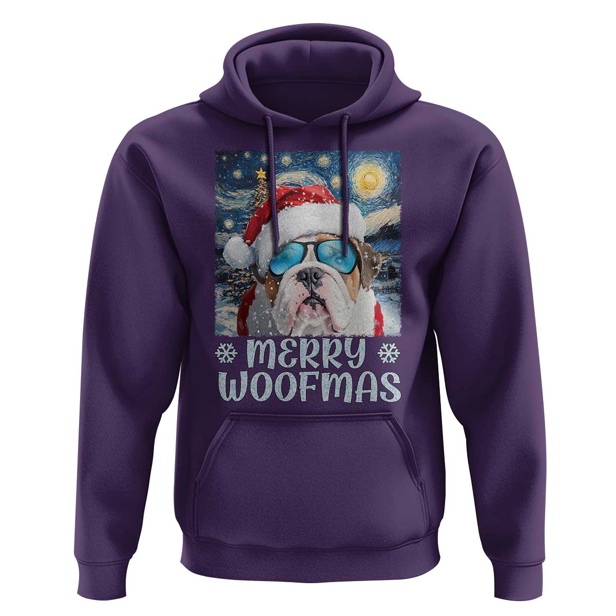 Funny Xmas Bulldog Hoodie Merry Woofmas Christmas Starry Night Dog Lover