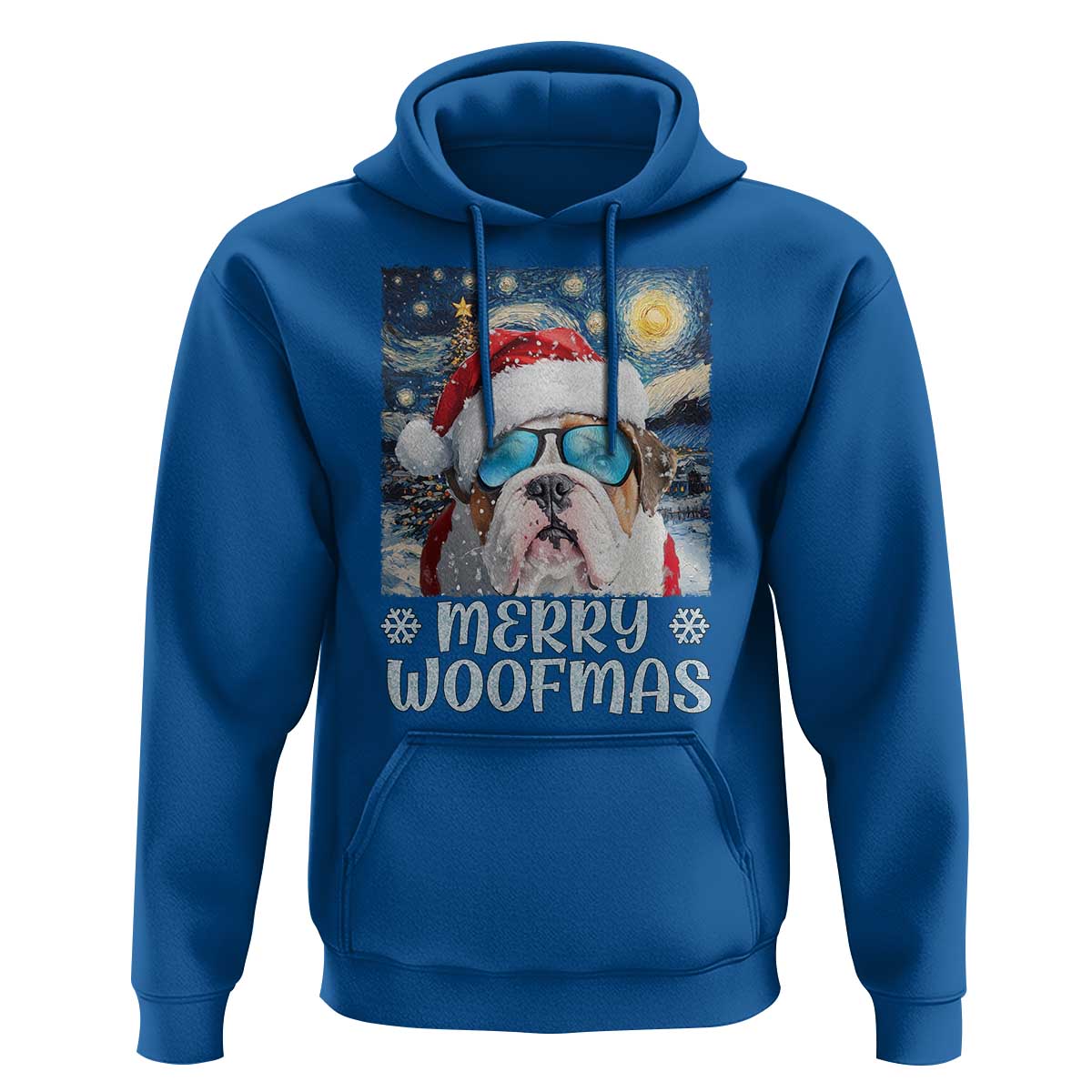 Funny Xmas Bulldog Hoodie Merry Woofmas Christmas Starry Night Dog Lover