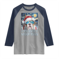 Funny Xmas Bulldog Raglan Shirt Merry Woofmas Christmas Starry Night Dog Lover