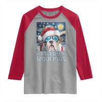 Funny Xmas Bulldog Raglan Shirt Merry Woofmas Christmas Starry Night Dog Lover