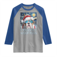 Funny Xmas Bulldog Raglan Shirt Merry Woofmas Christmas Starry Night Dog Lover