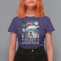 Funny Xmas Bulldog T Shirt For Women Merry Woofmas Christmas Starry Night Dog Lover - Wonder Print Shop