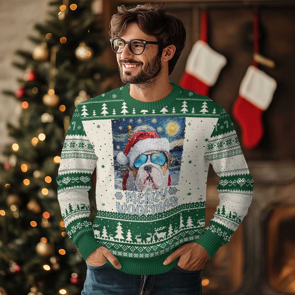 Funny Xmas Bulldog Ugly Christmas Sweater Merry Woofmas Christmas Starry Night Dog Lover - Wonder Print Shop