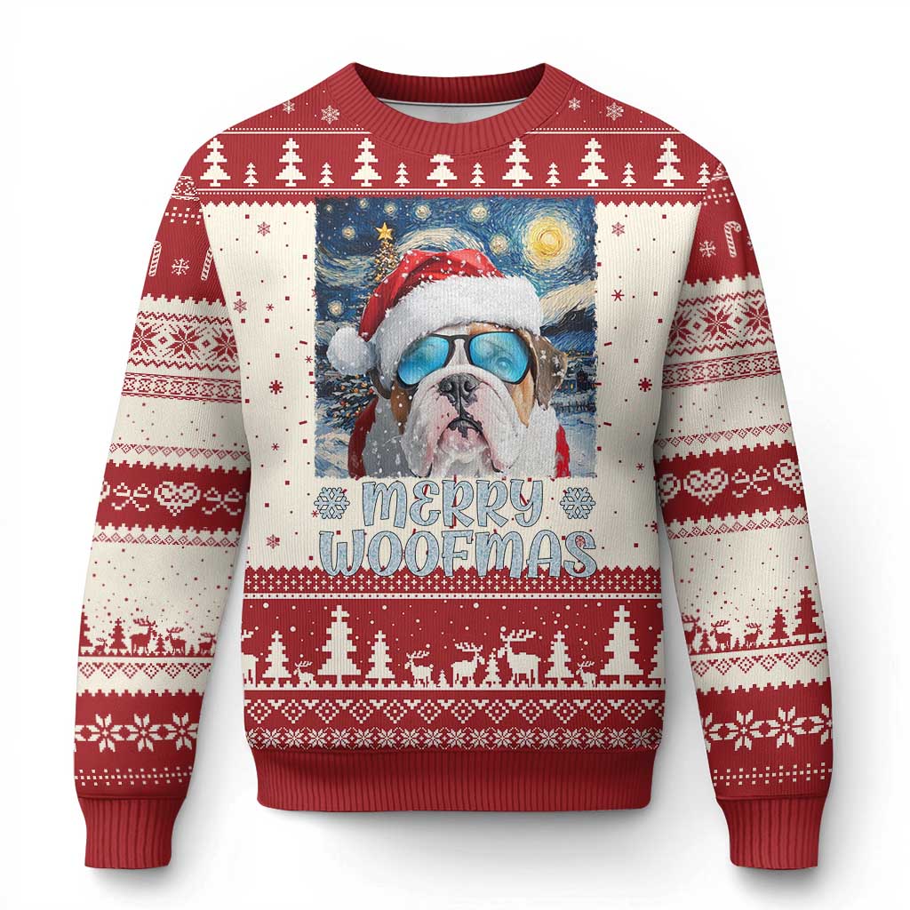 Funny Xmas Bulldog Ugly Christmas Sweater Merry Woofmas Christmas Starry Night Dog Lover - Wonder Print Shop