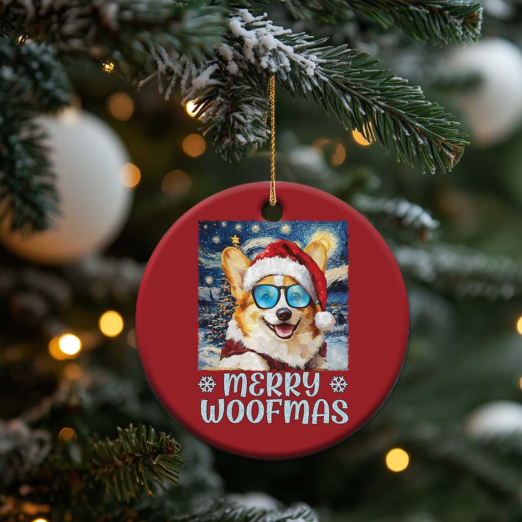 Funny Xmas Corgi Christmas Ornament Merry Woofmas Christmas Starry Night Dog Lover - Wonder Print Shop