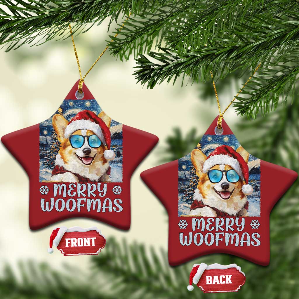 Funny Xmas Corgi Christmas Ornament Merry Woofmas Christmas Starry Night Dog Lover - Wonder Print Shop