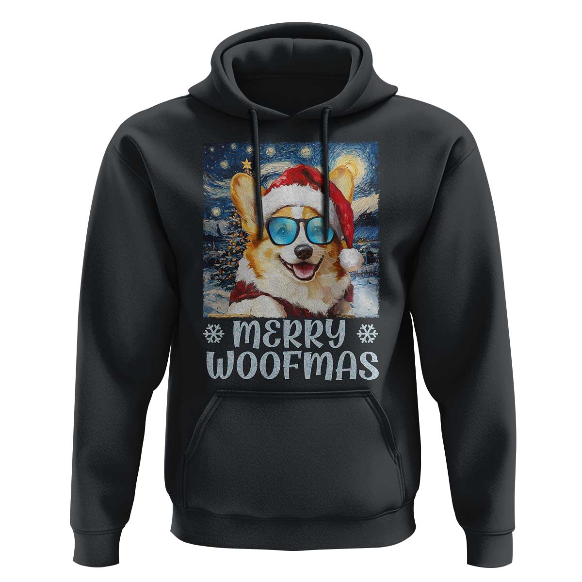 Funny Xmas Corgi Hoodie Merry Woofmas Christmas Starry Night Dog Lover