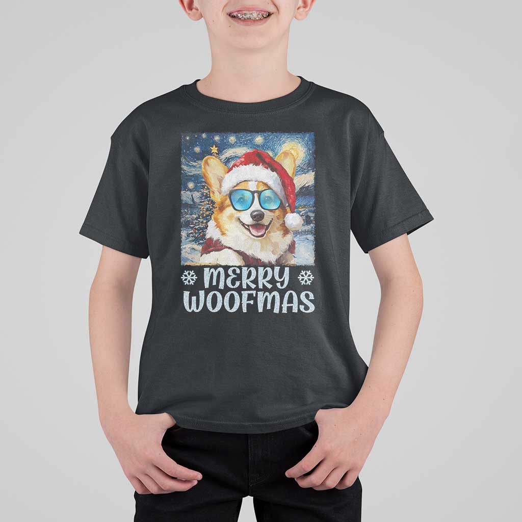 Funny Xmas Corgi T Shirt For Kid Merry Woofmas Christmas Starry Night Dog Lover - Wonder Print Shop